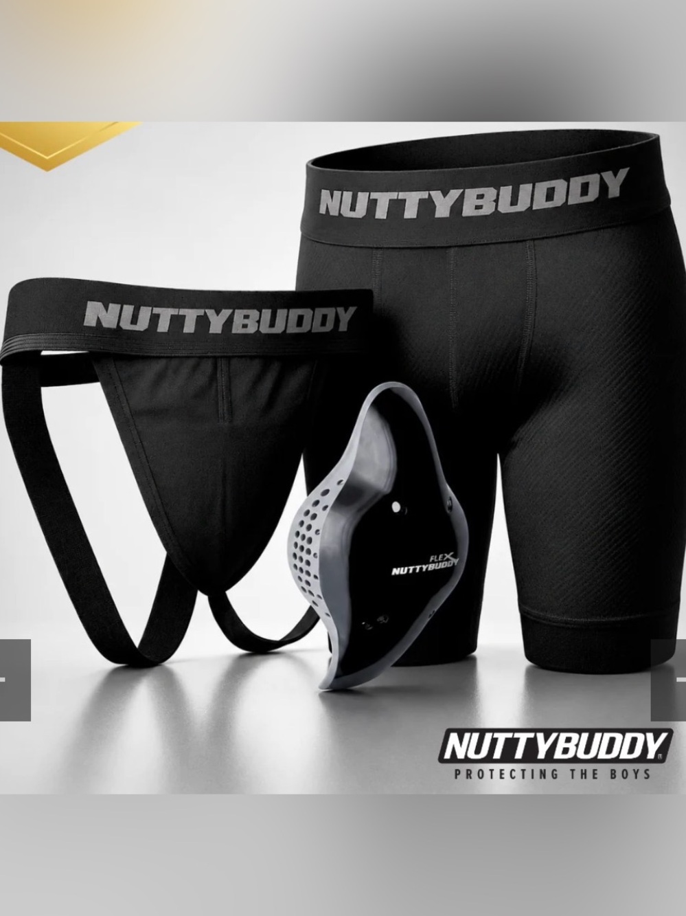 Nutty Buddy Youth Protective Boxer Briefs Cup & Jockstrap - Black NWOT